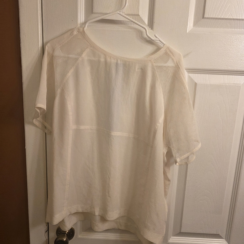 Women's Cream Mesh Sleeve Top